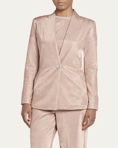 Giorgio Armani Metallic Bonded Jersey One-Button Blazer | Thumbnail 4