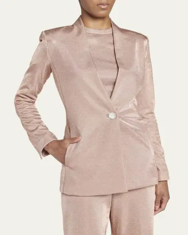 Giorgio Armani Metallic Bonded Jersey One-Button Blazer | Thumbnail 5
