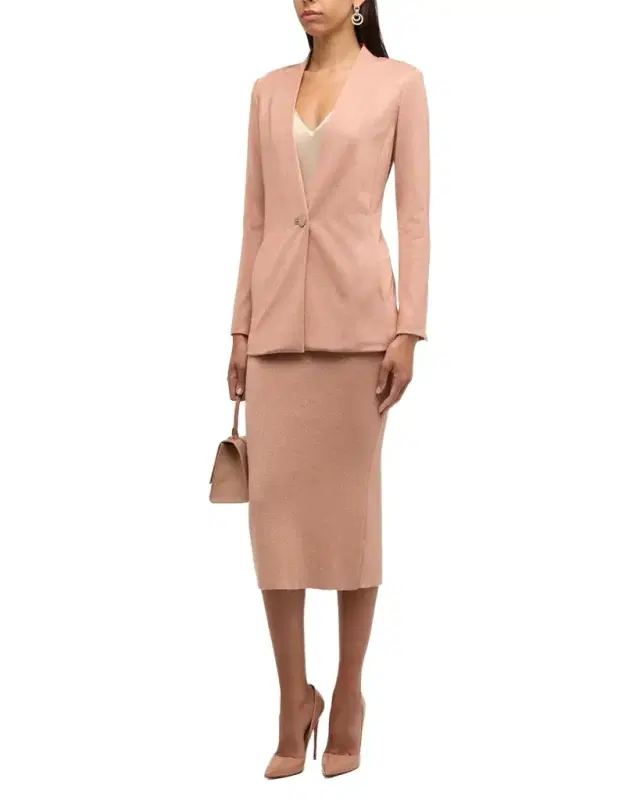 Metallic Bonded Jersey One-Button Blazer