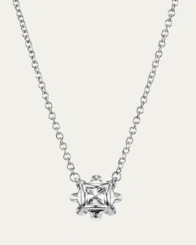 Oscar Massin Beaded 18K Recycled White Gold and Lab Grown Diamond Medium Pendant Necklace | Thumbnail 2 Oscar Massin Beaded 18K Recycled White Gold and Lab Grown Diamond Medium Pendant Necklace | Thumbnail 2