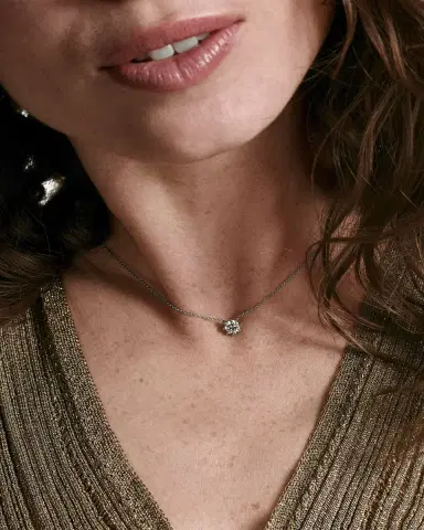 Oscar Massin Beaded 18K Recycled White Gold and Lab Grown Diamond Medium Pendant Necklace | Thumbnail 3 Oscar Massin Beaded 18K Recycled White Gold and Lab Grown Diamond Medium Pendant Necklace | Thumbnail 3