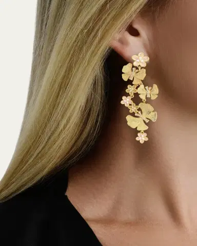 Anabel Aram Jewelry Cubic Zirconia Butterfly and Flower Statement Earrings | Thumbnail 2