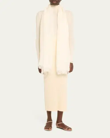 Max Mara Tonal Fringe Flax Scarf | Thumbnail 2