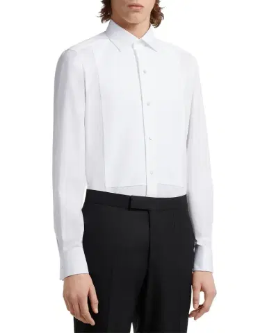 Zegna Men's Formal Piquet Evening Shirt | Thumbnail 1 Zegna Men's Formal Piquet Evening Shirt | Thumbnail 1