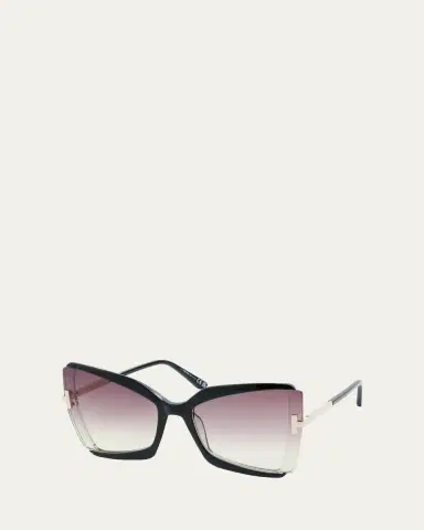 Tom Ford Gia Semi-Rimmed Acetate Butterfly Sunglasses | Thumbnail 2