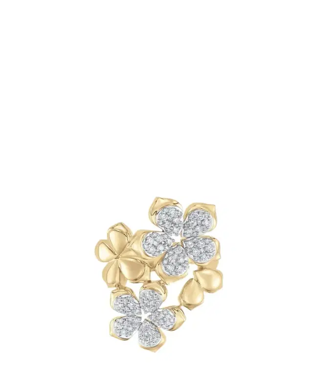 18K Two-Tone Gold Lierre Diamond Flower Cluster Ring