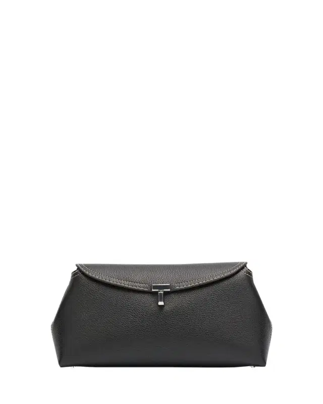 Toteme T-Lock Clutch Bag in Pebble Grain Leather