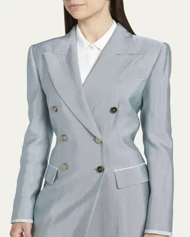 Giorgio Armani Textured Viscose Double-Breasted Blazer | Thumbnail 5 Giorgio Armani Textured Viscose Double-Breasted Blazer | Thumbnail 5