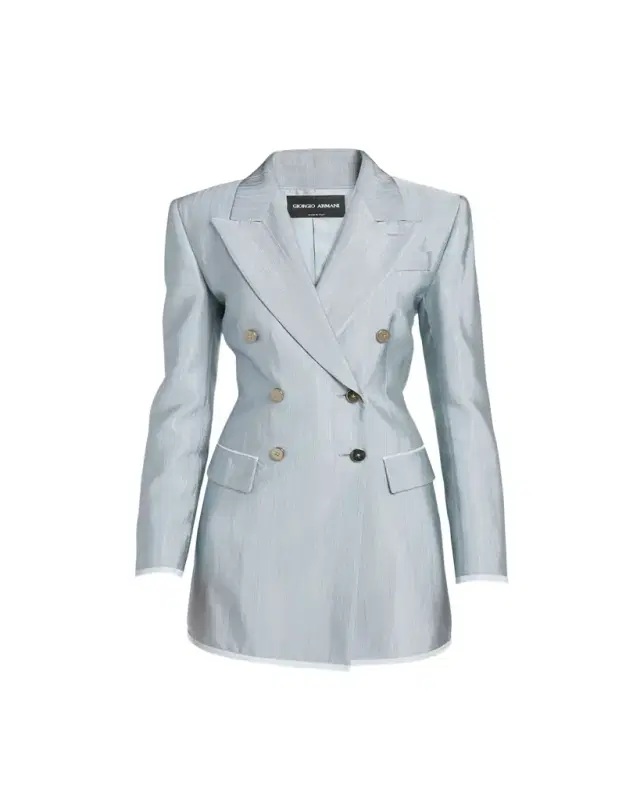 Giorgio Armani Textured Viscose Double-Breasted Blazer