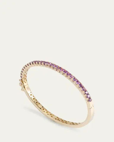 Sydney Evan 14K Gold Pave Amethyst Bangle Bracelet | Thumbnail 3