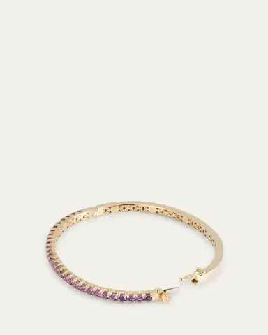 Sydney Evan 14K Gold Pave Amethyst Bangle Bracelet | Thumbnail 4