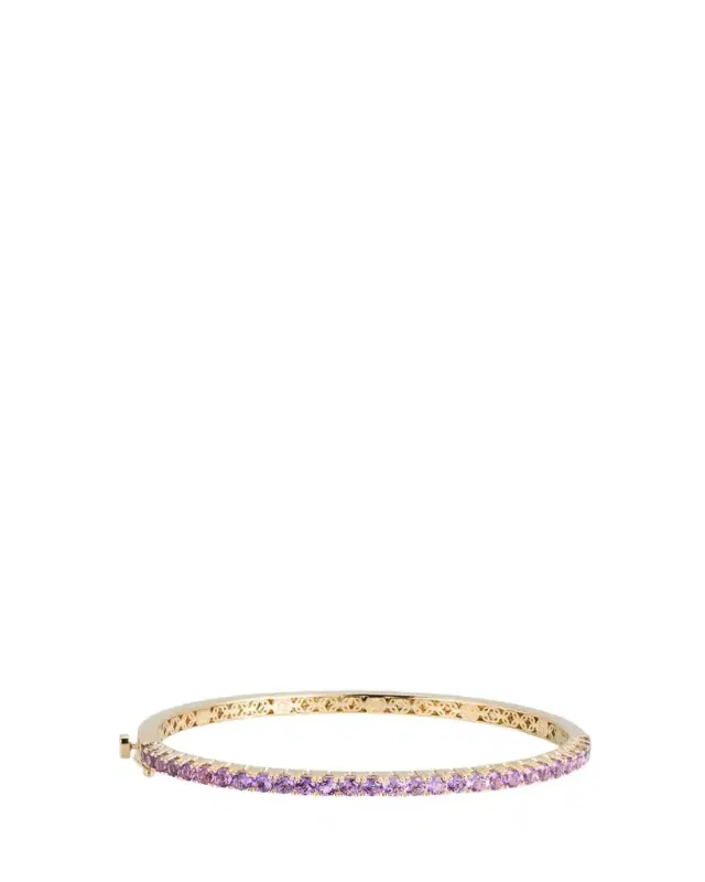 Sydney Evan 14K Gold Pave Amethyst Bangle Bracelet