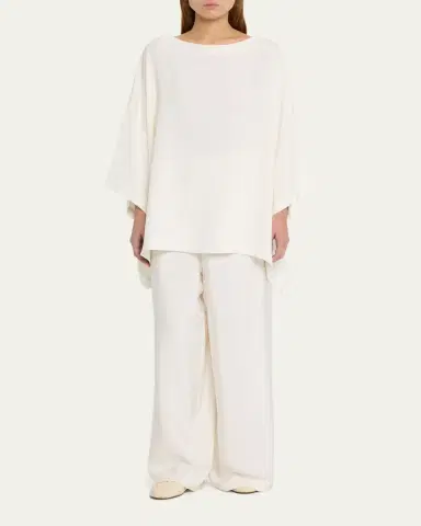 Eskandar Three-Quarter Sleeve Bateau Neck Tunic Top (Long) | Thumbnail 2