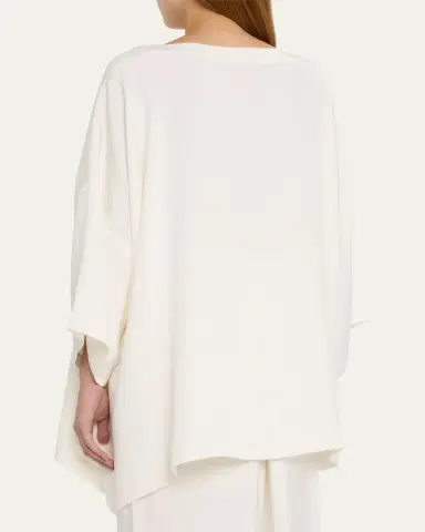 Eskandar Three-Quarter Sleeve Bateau Neck Tunic Top (Long) | Thumbnail 3