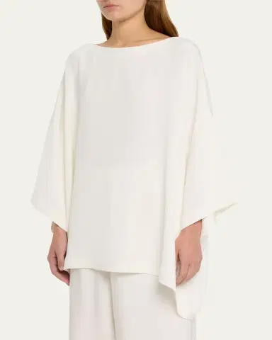 Eskandar Three-Quarter Sleeve Bateau Neck Tunic Top (Long) | Thumbnail 4