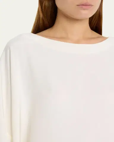 Eskandar Three-Quarter Sleeve Bateau Neck Tunic Top (Long) | Thumbnail 5