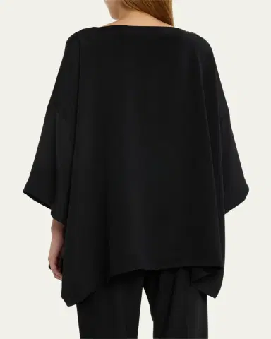 Eskandar Three-Quarter Sleeve Bateau Neck Tunic Top (Long) | Thumbnail 8