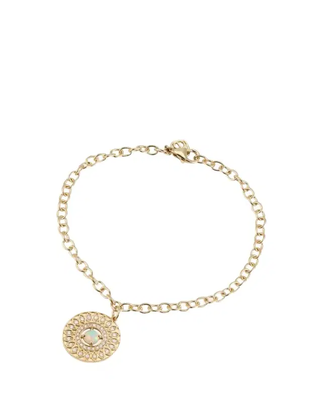 Sydney Evan Marquise Eye Wheel Charm, Opal and Diamond Chain Bracelet