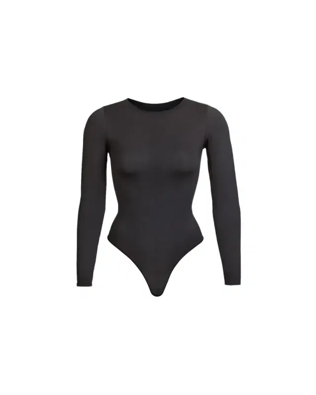 Essential Smoothing Long-Sleeve Thong Bodysuit