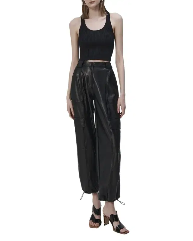 SIMKHAI Luxe Vegan Leather Cargo Pants