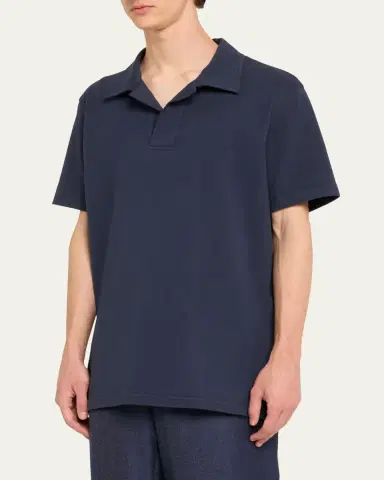 Gabriela Hearst Men's Jaime Cotton Jersey Polo Shirt | Thumbnail 4