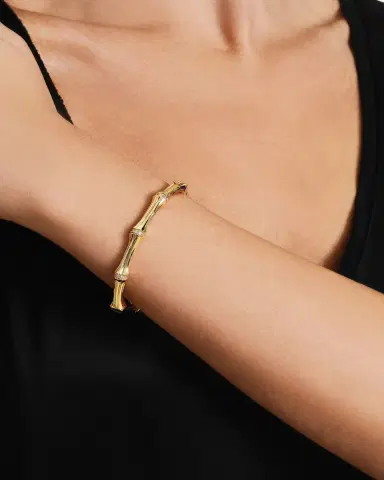 Anabel Aram Jewelry Cubic Zirconia Bamboo Bangle Bracelet | Thumbnail 2