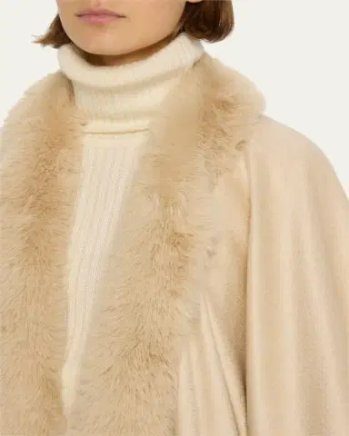 Sofia Cashmere Cashmere Cape With Faux Fur Trim | Thumbnail 11