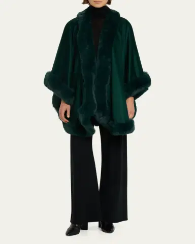 Sofia Cashmere Cashmere Cape With Faux Fur Trim | Thumbnail 12
