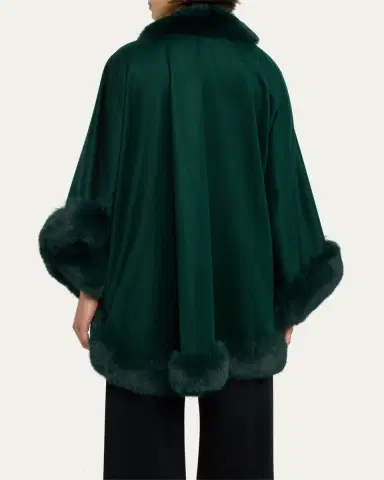 Sofia Cashmere Cashmere Cape With Faux Fur Trim | Thumbnail 13