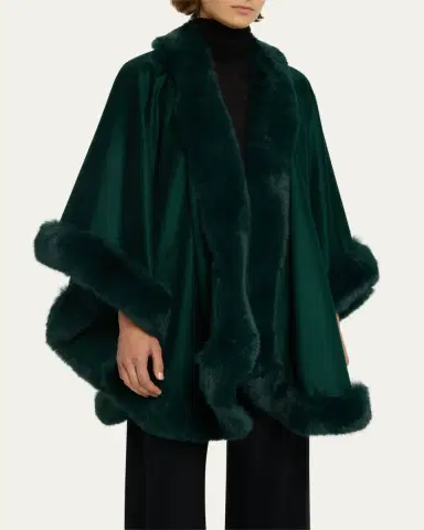 Sofia Cashmere Cashmere Cape With Faux Fur Trim | Thumbnail 14