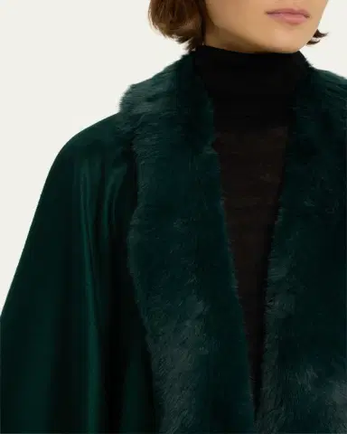 Sofia Cashmere Cashmere Cape With Faux Fur Trim | Thumbnail 15