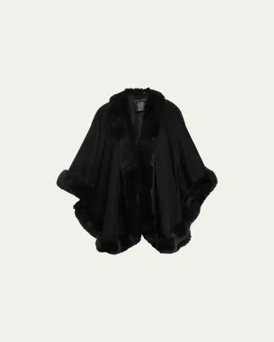 Sofia Cashmere Cashmere Cape With Faux Fur Trim | Thumbnail 16