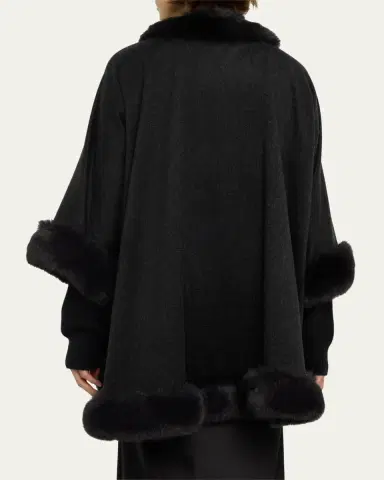 Sofia Cashmere Cashmere Cape With Faux Fur Trim | Thumbnail 18