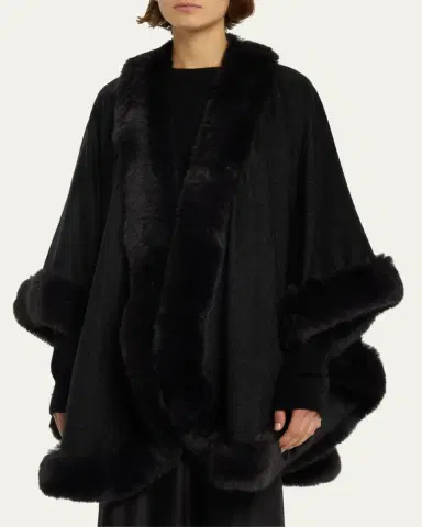 Sofia Cashmere Cashmere Cape With Faux Fur Trim | Thumbnail 19