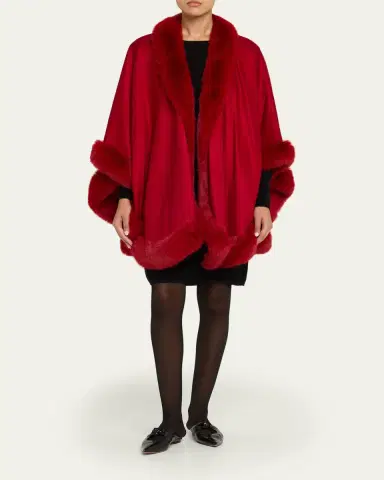 Sofia Cashmere Cashmere Cape With Faux Fur Trim | Thumbnail 21