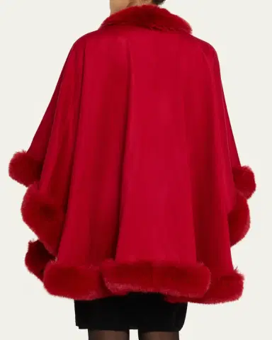 Sofia Cashmere Cashmere Cape With Faux Fur Trim | Thumbnail 22
