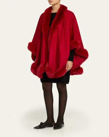 Sofia Cashmere Cashmere Cape With Faux Fur Trim | Thumbnail 23