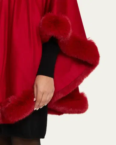 Sofia Cashmere Cashmere Cape With Faux Fur Trim | Thumbnail 24