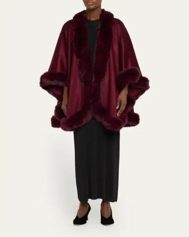 Sofia Cashmere Cashmere Cape With Faux Fur Trim | Thumbnail 25