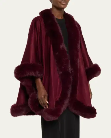 Sofia Cashmere Cashmere Cape With Faux Fur Trim | Thumbnail 27