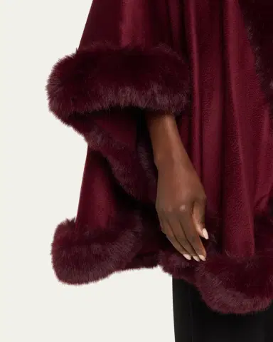 Sofia Cashmere Cashmere Cape With Faux Fur Trim | Thumbnail 28