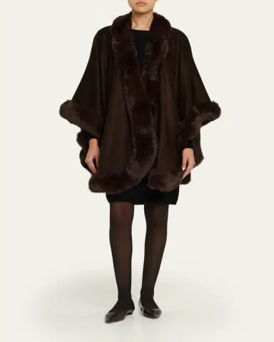 Sofia Cashmere Cashmere Cape With Faux Fur Trim | Thumbnail 29