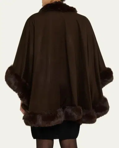 Sofia Cashmere Cashmere Cape With Faux Fur Trim | Thumbnail 30