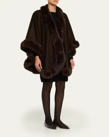 Sofia Cashmere Cashmere Cape With Faux Fur Trim | Thumbnail 31