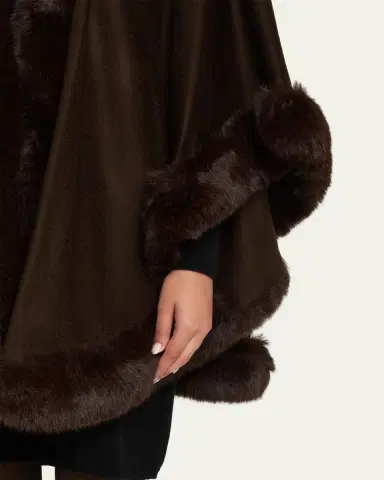 Sofia Cashmere Cashmere Cape With Faux Fur Trim | Thumbnail 32