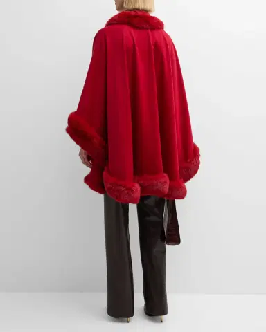 Sofia Cashmere Cashmere Cape With Faux Fur Trim | Thumbnail 34