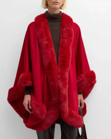 Sofia Cashmere Cashmere Cape With Faux Fur Trim | Thumbnail 35