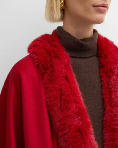 Sofia Cashmere Cashmere Cape With Faux Fur Trim | Thumbnail 36