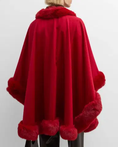 Sofia Cashmere Cashmere Cape With Faux Fur Trim | Thumbnail 37