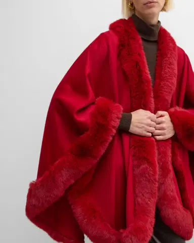 Sofia Cashmere Cashmere Cape With Faux Fur Trim | Thumbnail 38